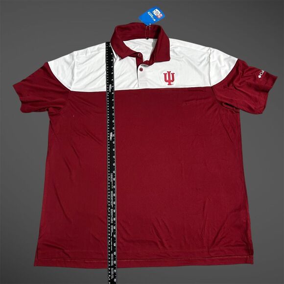 Columbia Men's Size 2XL Indiana Hoosiers Red Polyester Short-Sleeve Golf Polo - Picture 8 of 8